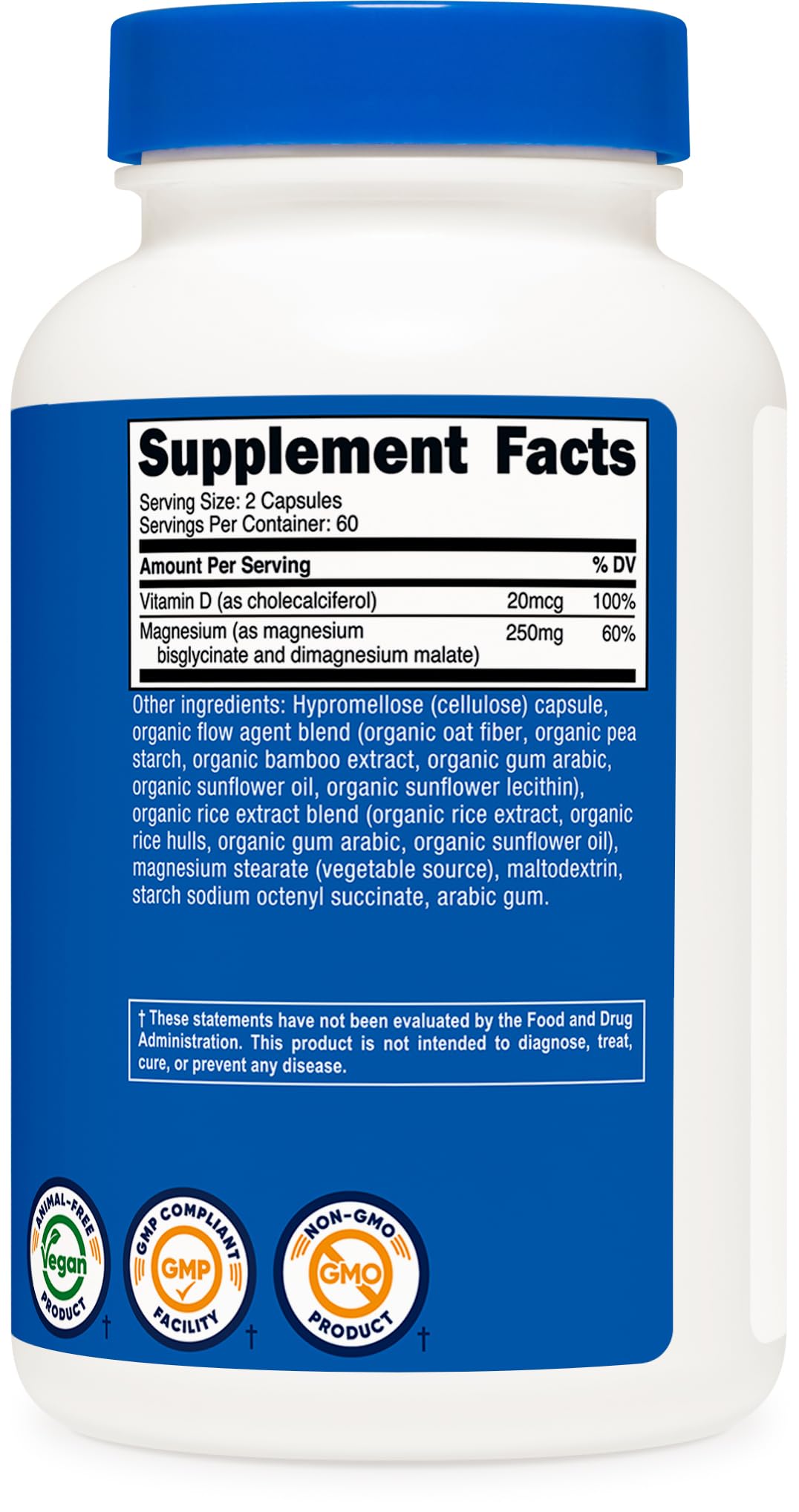 Nutricost magnésium glycinate malate 250 mg - bouteille ouverte prêt à prendre
