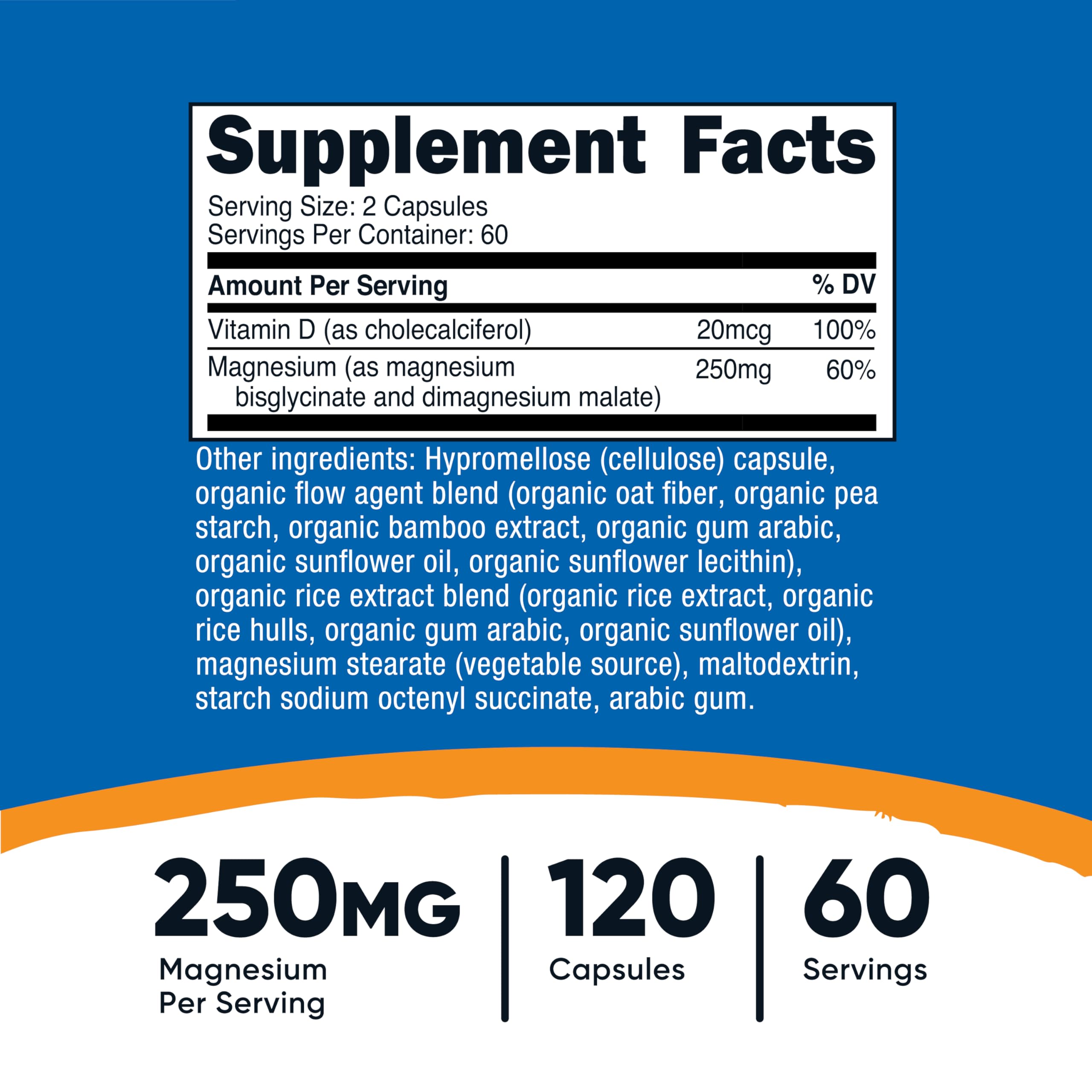 Nutricost magnésium glycinate malate 250 mg - capsules faciles à avaler