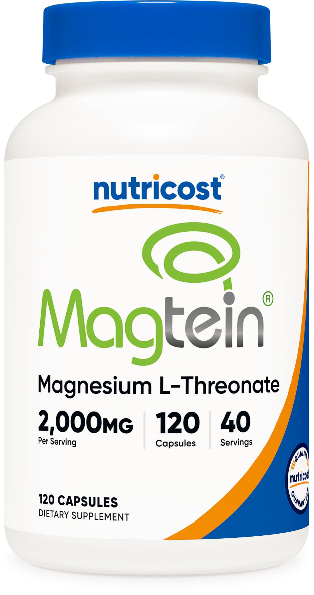Nutricost Magtein 2000 mg – bouteille: détente nocturne et concentration potentielles.