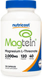 Nutricost Magtein 2000 mg – bouteille: détente nocturne et concentration potentielles.
