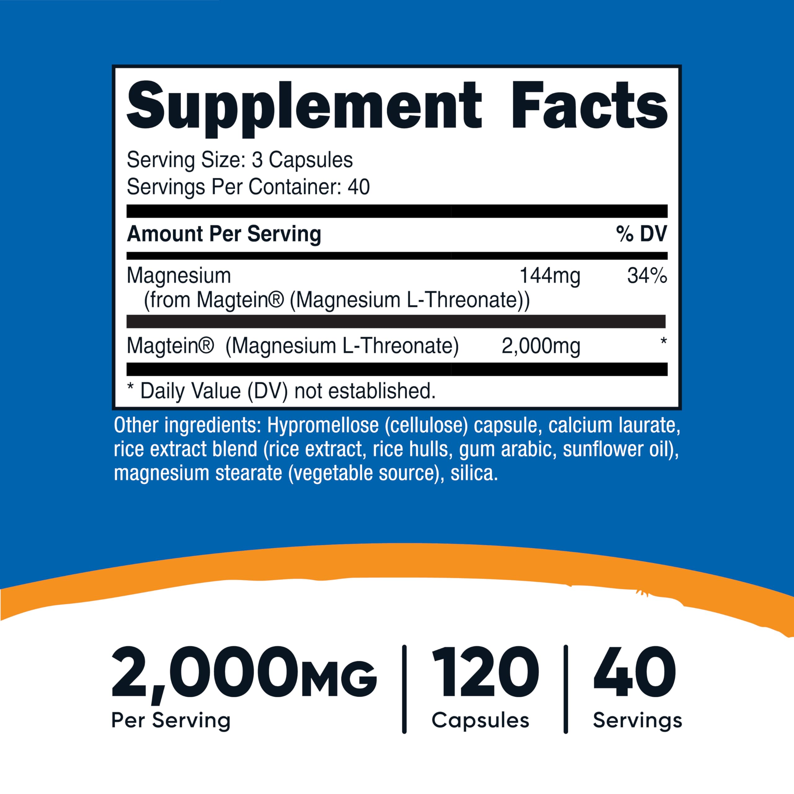 Nutricost Magtein 2000 mg – capsules: format pratique pour usage quotidien.