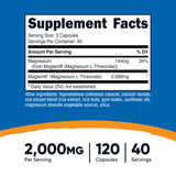 Nutricost Magtein 2000 mg – capsules: format pratique pour usage quotidien.