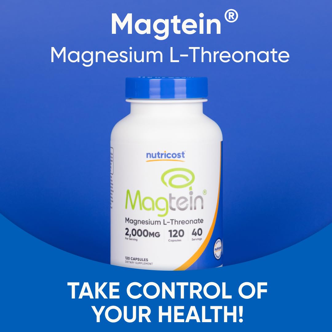 Nutricost Magtein 2000 mg – emballage verso: liste d’ingrédients détaillée.