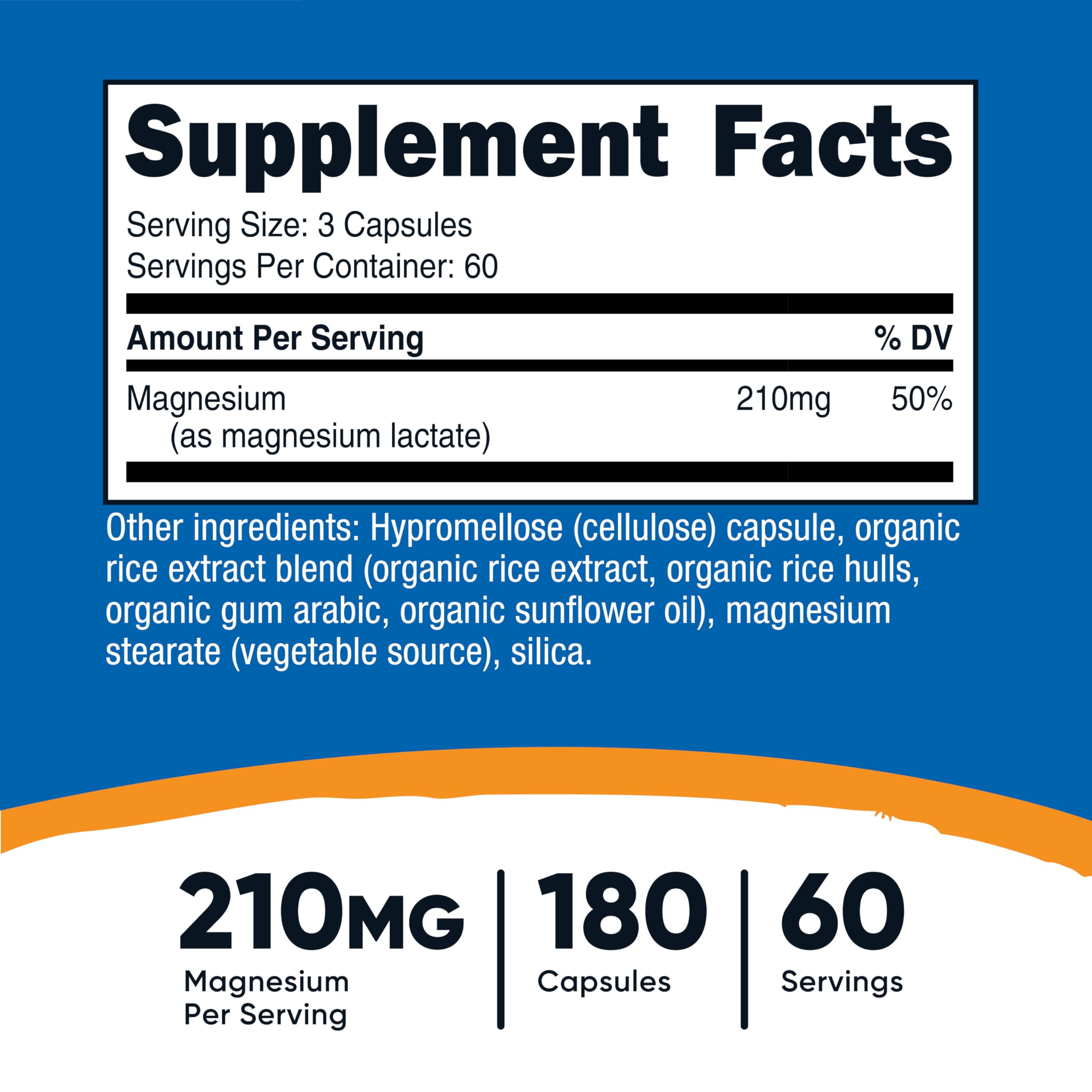 Nutricost Magnésium Lactate 210 mg — capsules faciles à prendre