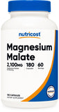 Nutricost Magnésium Malate, bouteille 180 capsules, 60 portions potentielles