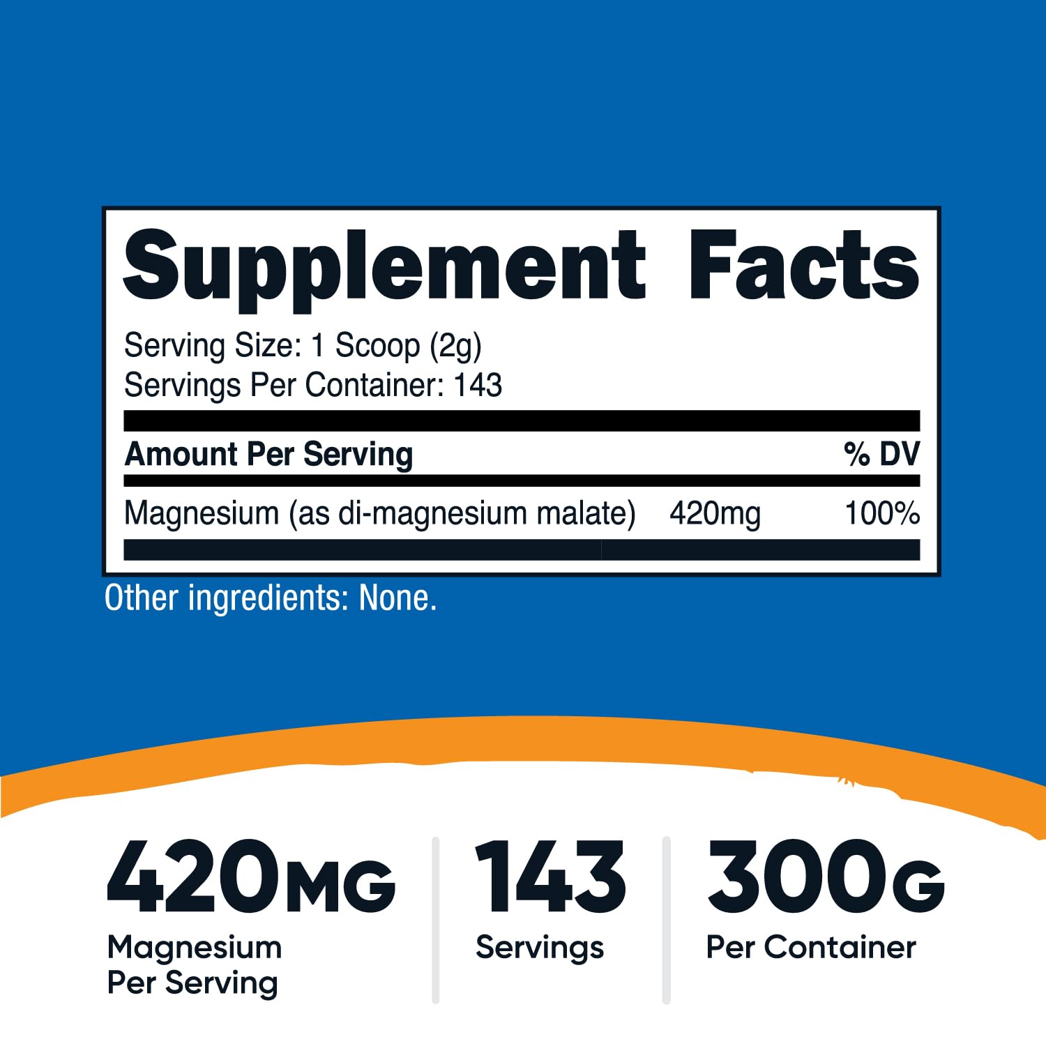 Nutricost Magnésium Malate Poudre flacon: contenance pratique et dosage simple.