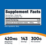Nutricost Magnésium Malate Poudre flacon: contenance pratique et dosage simple.
