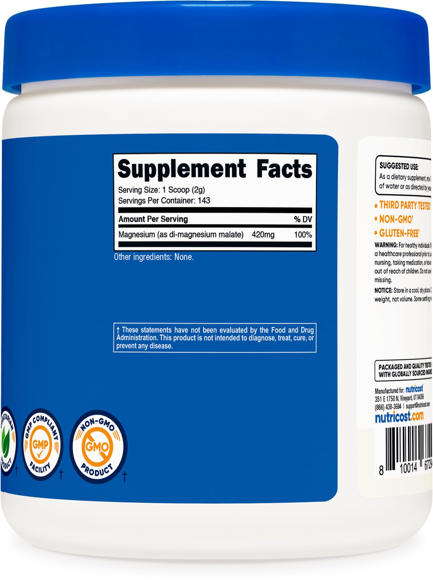 Nutricost Magnésium Malate Poudre utilisation quotidienne: facile à incorporer dans boissons.