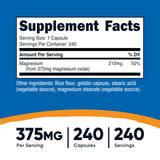 Nutricost Magnésium Oxyde, boîte de 240 capsules pour une routine durable.