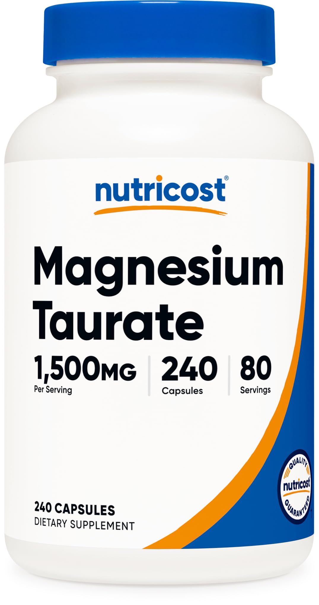 Nutricost Magnésium Taurate – bouteille prête pour 80 portions quotidiennes.