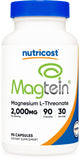 Nutricost Magtein en bouteille montrant les capsules et le dosage pratique