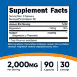 Nutricost Magtein capsules faciles à prendre au quotidien