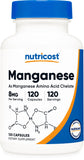 Nutricost Manganèse chelaté 8 mg en bouteille, pratique pour la routine.
