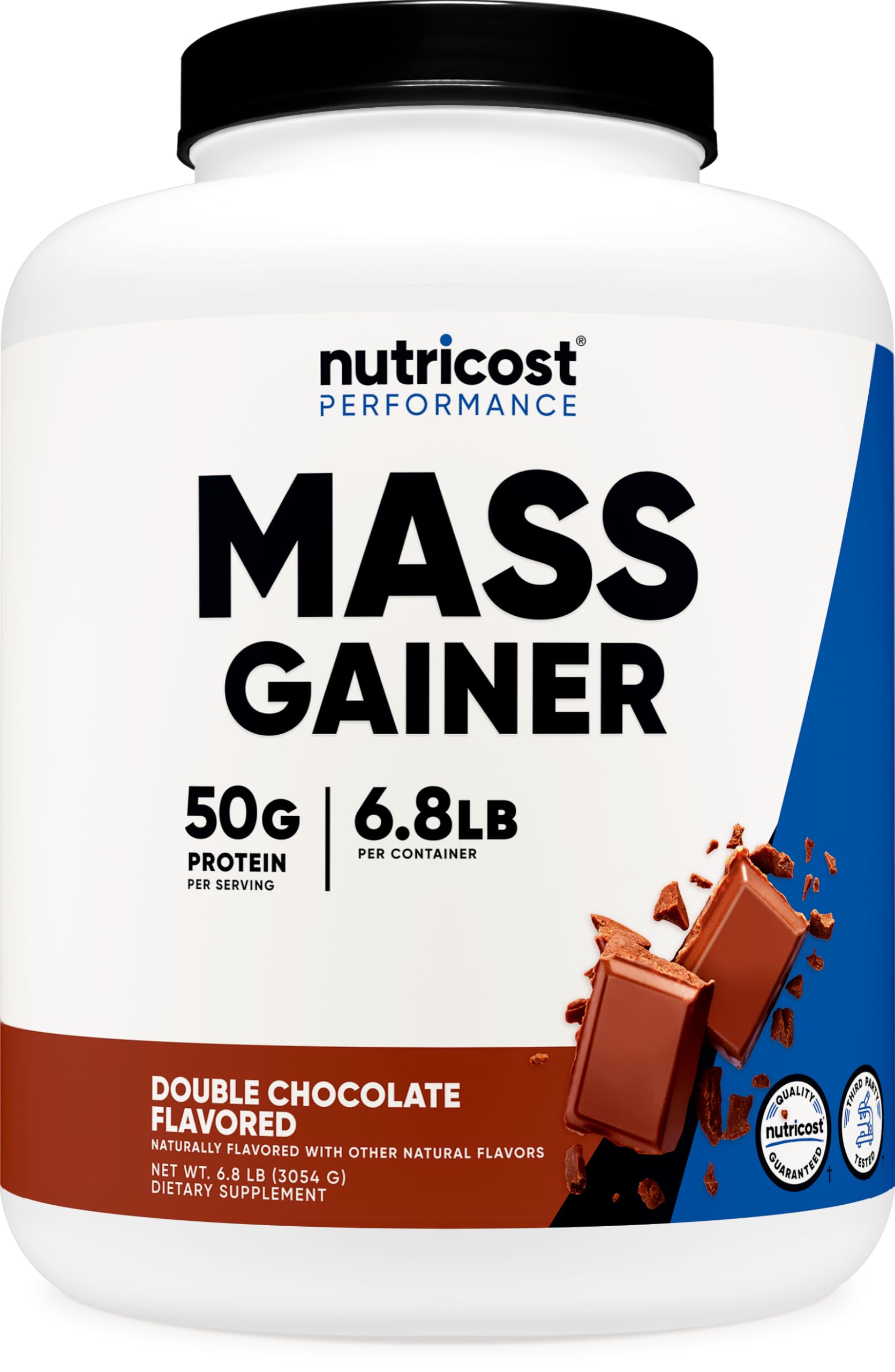 Nutricost Mass Gainer en boîte de 6,7 lb, source pratique de protéines.
