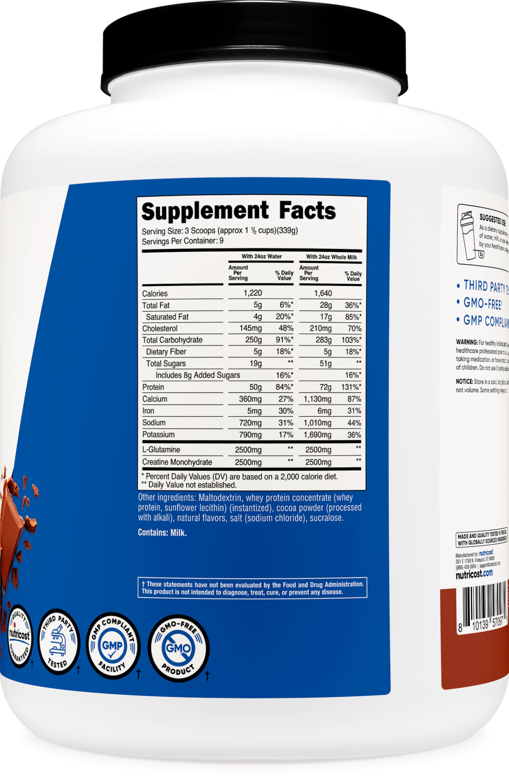 Nutricost Mass Gainer préparation rapide en shake après séance.