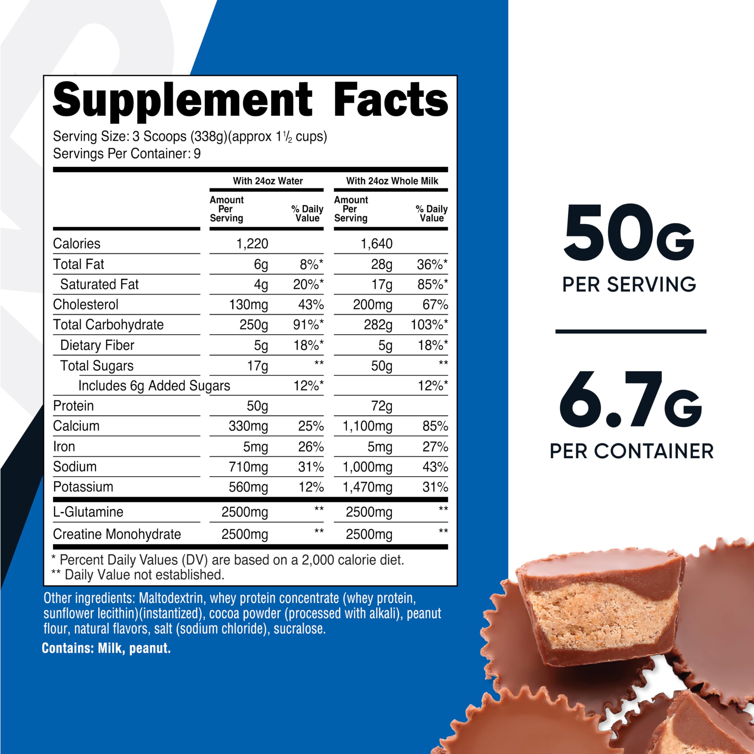 Nutricost Mass Gainer avec mélangeur pour préparer un shake riche en protéines.