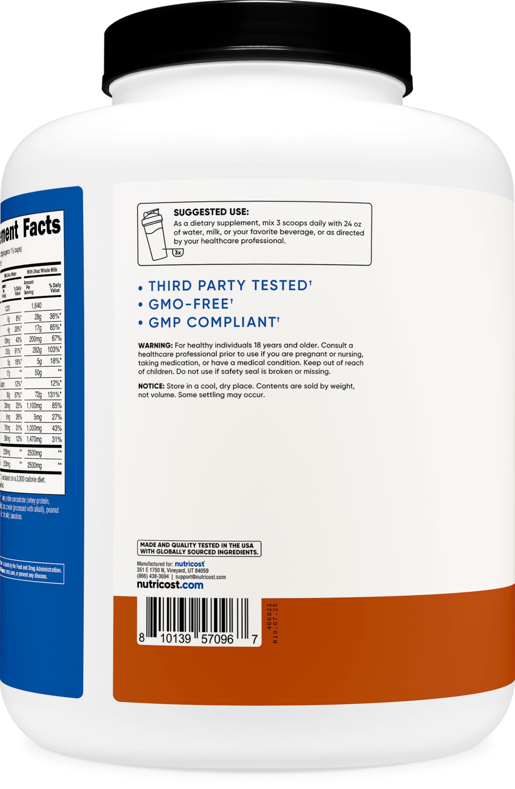 Nutricost Mass Gainer contient protéines, whey et ingrédients clés.