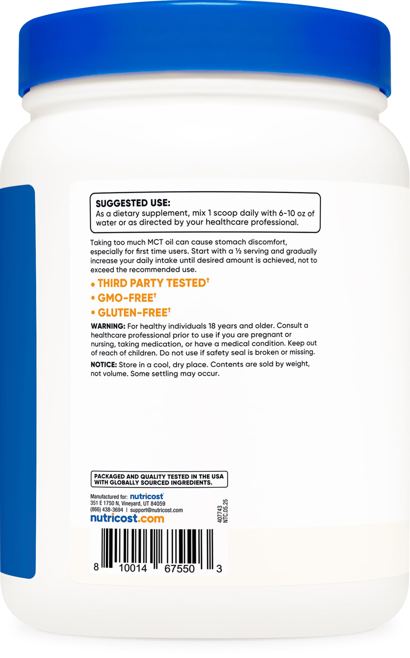 Shake ou café enrichi avec Nutricost MCT Oil Powder pour énergie soutenue.