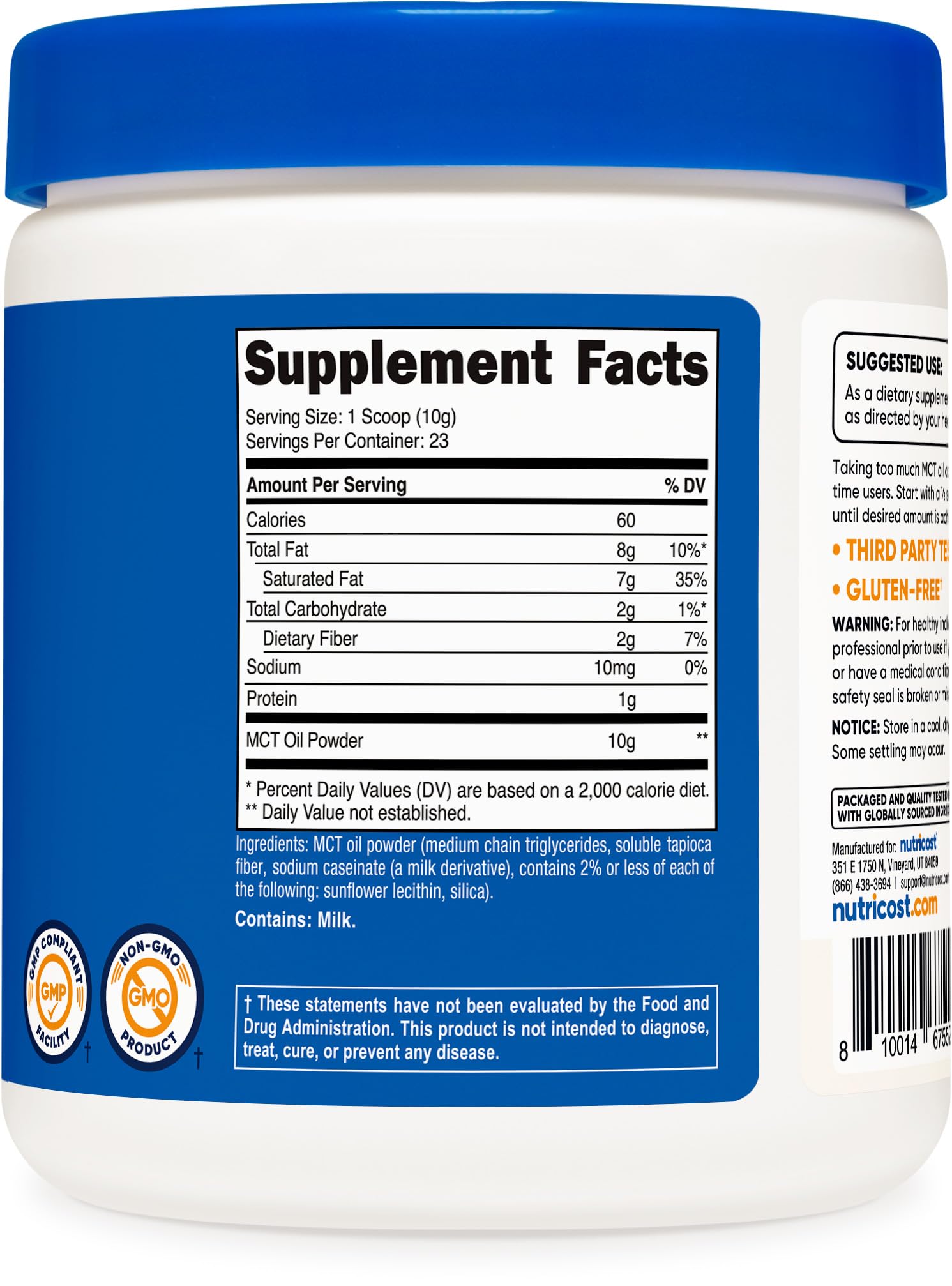 Nutricost MCT Poudre, préparation rapide dans une boisson chaude ou froide.