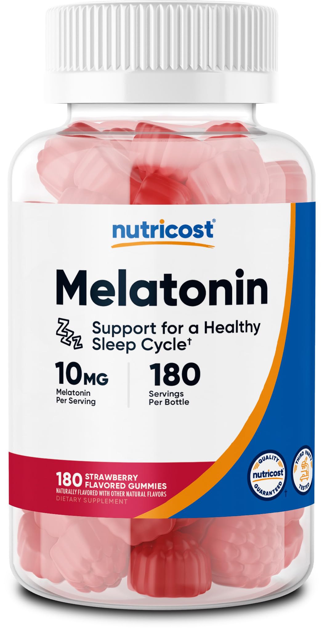 Nutricost melatonine 10 mg - bouteille, dose pratique pour le soir et le sommeil
