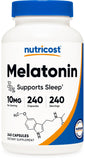 Nutricost Mélatonine: bouteille 240 capsules, soutien potentiel au sommeil