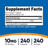Nutricost Mélatonine: capsules 10 mg par portion, sans OGM