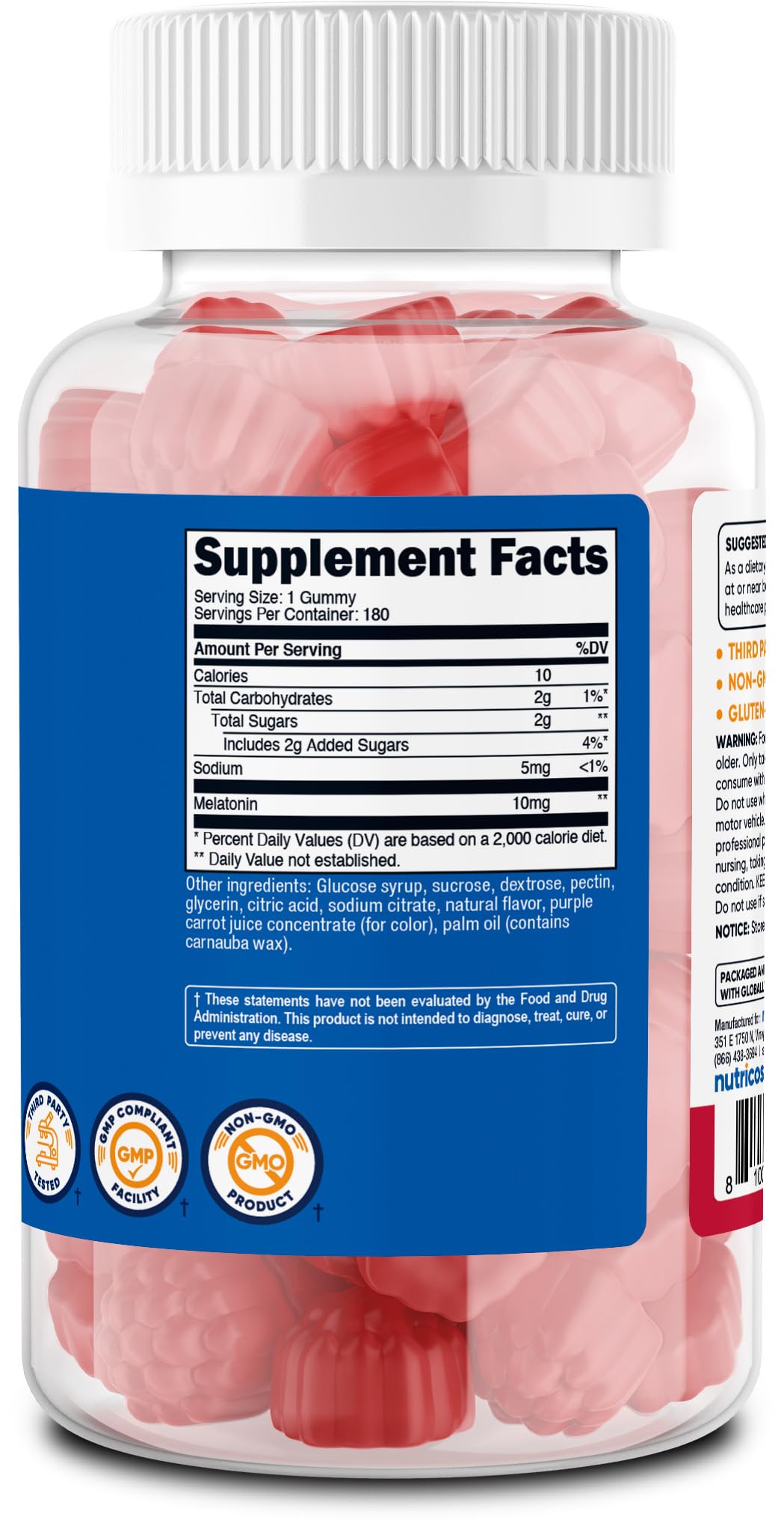 Nutricost melatonine emballage GMP FDA - fabrication fiable et conforme