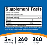 Étiquette sans OGM et sans gluten, Nutricost Mélatonine pour régimes variés.