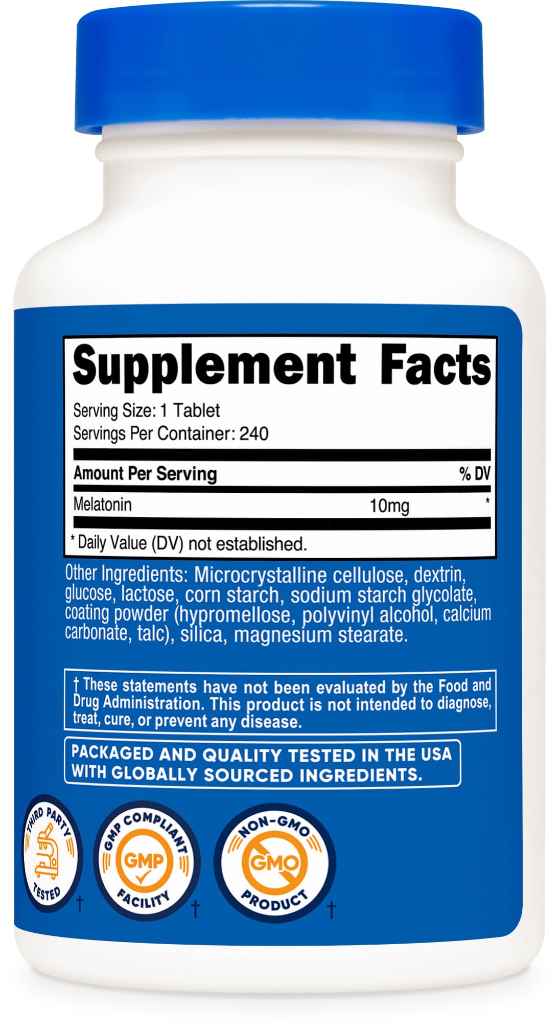 Nutricost Mélatonine: sans OGM, sans gluten et sans soja