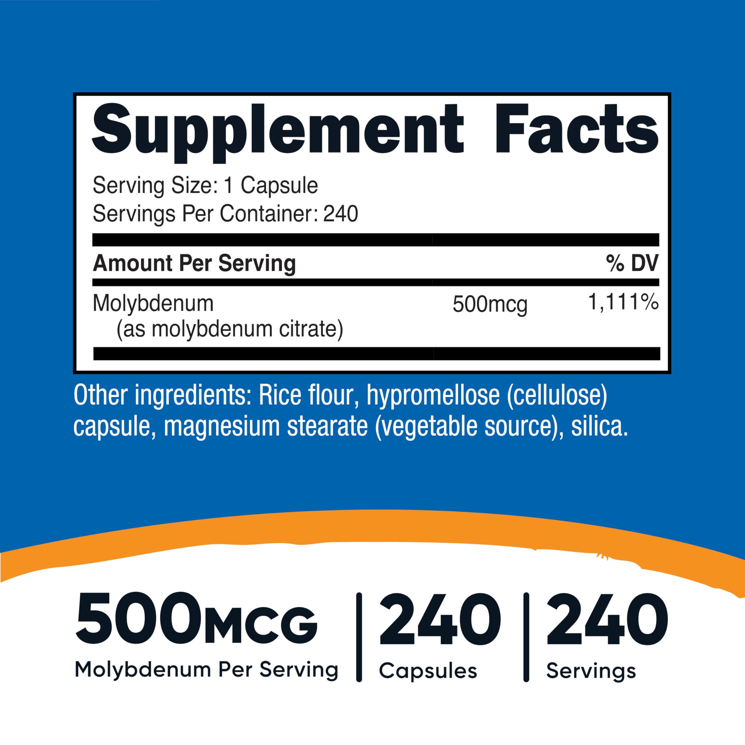 Gélules végan Nutricost molybdenum faciles à ajouter à votre rituel.