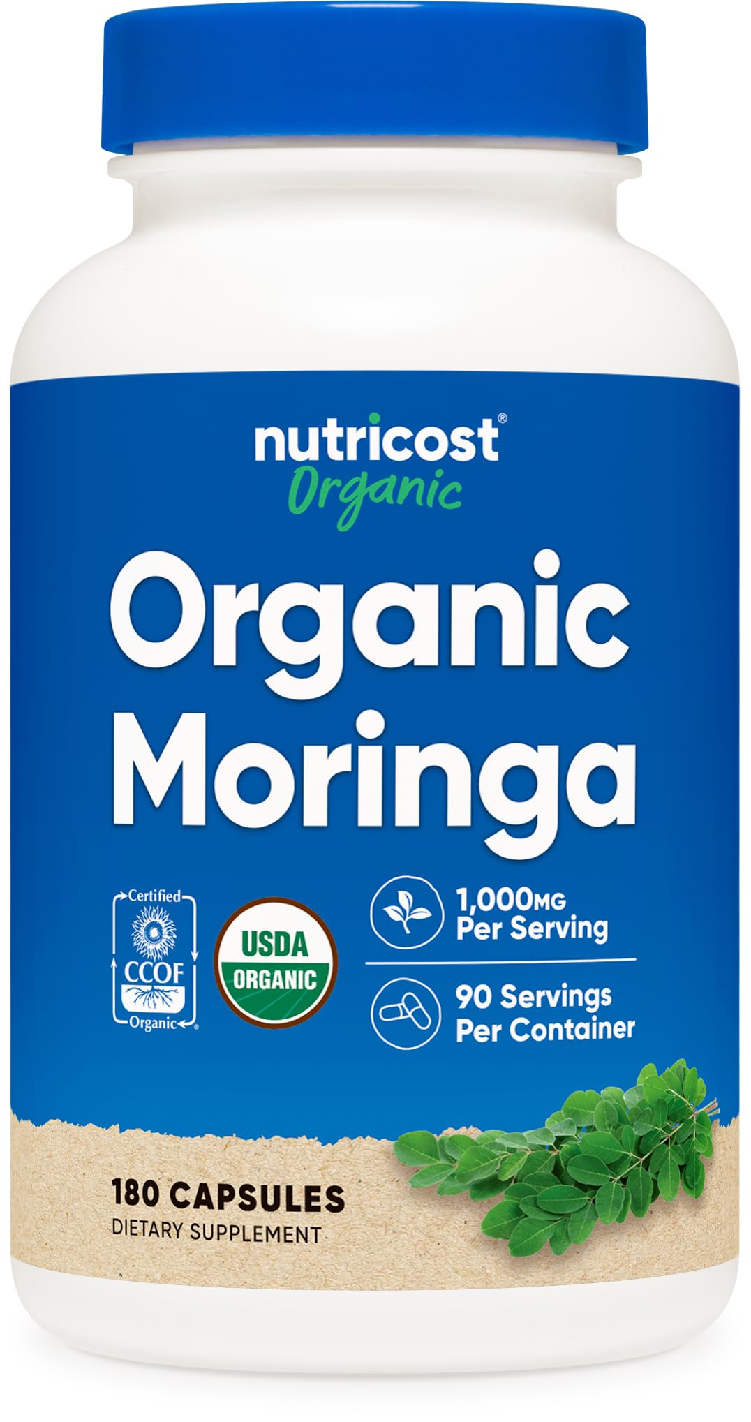 Nutricost Moringa Capsules: bouteille 500 mg, facile à intégrer à votre quotidien.