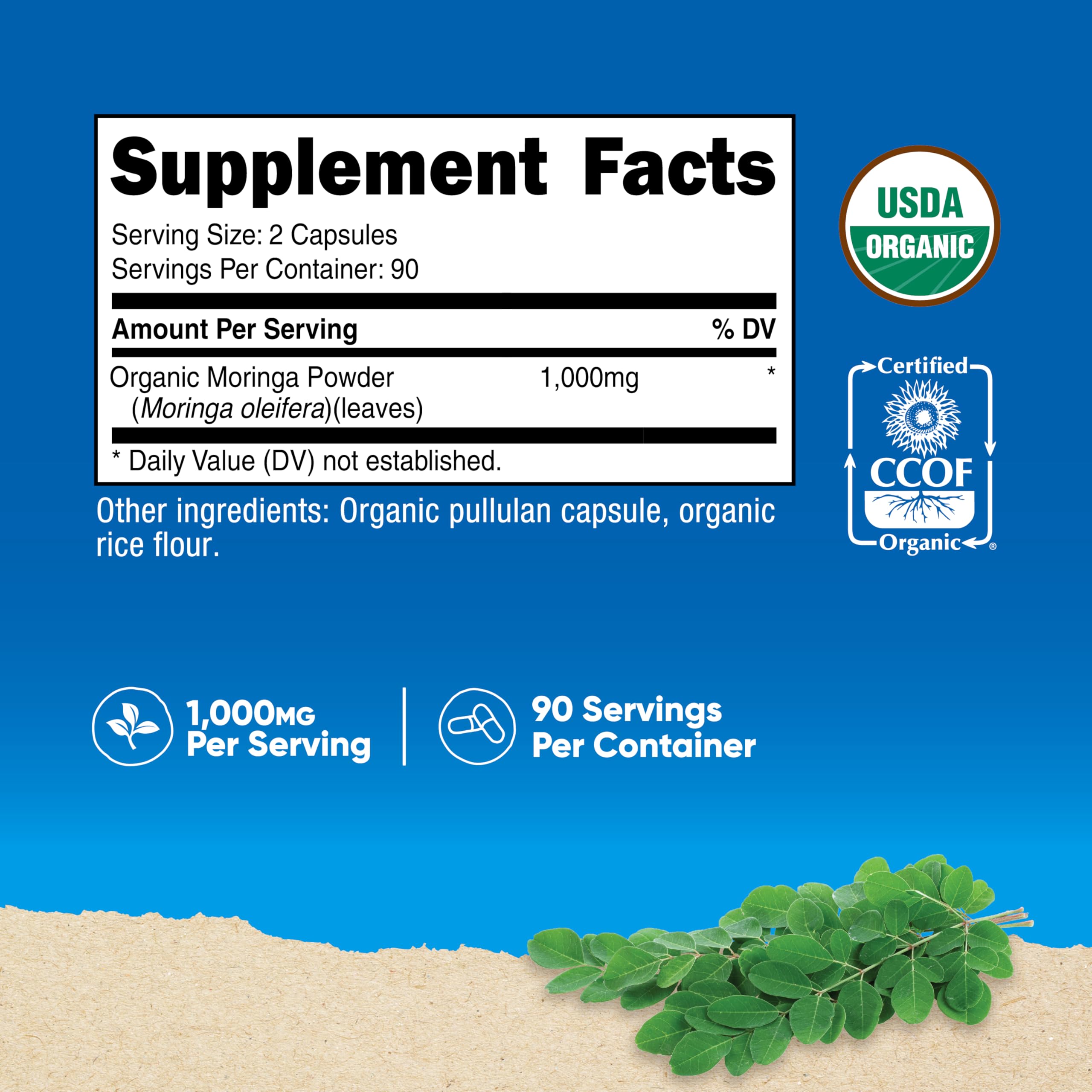 Nutricost Moringa Capsules: capsules faciles à prendre pour votre énergie quotidienne.