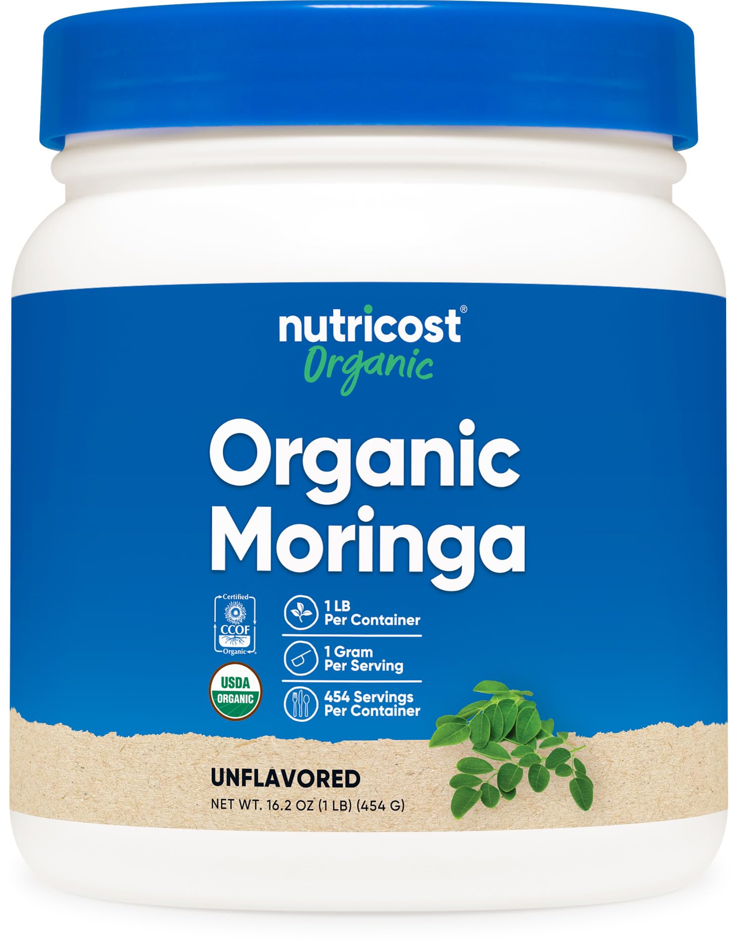 Nutricost Moringa: poudre dans bouteille de 1 lb pour usage quotidien