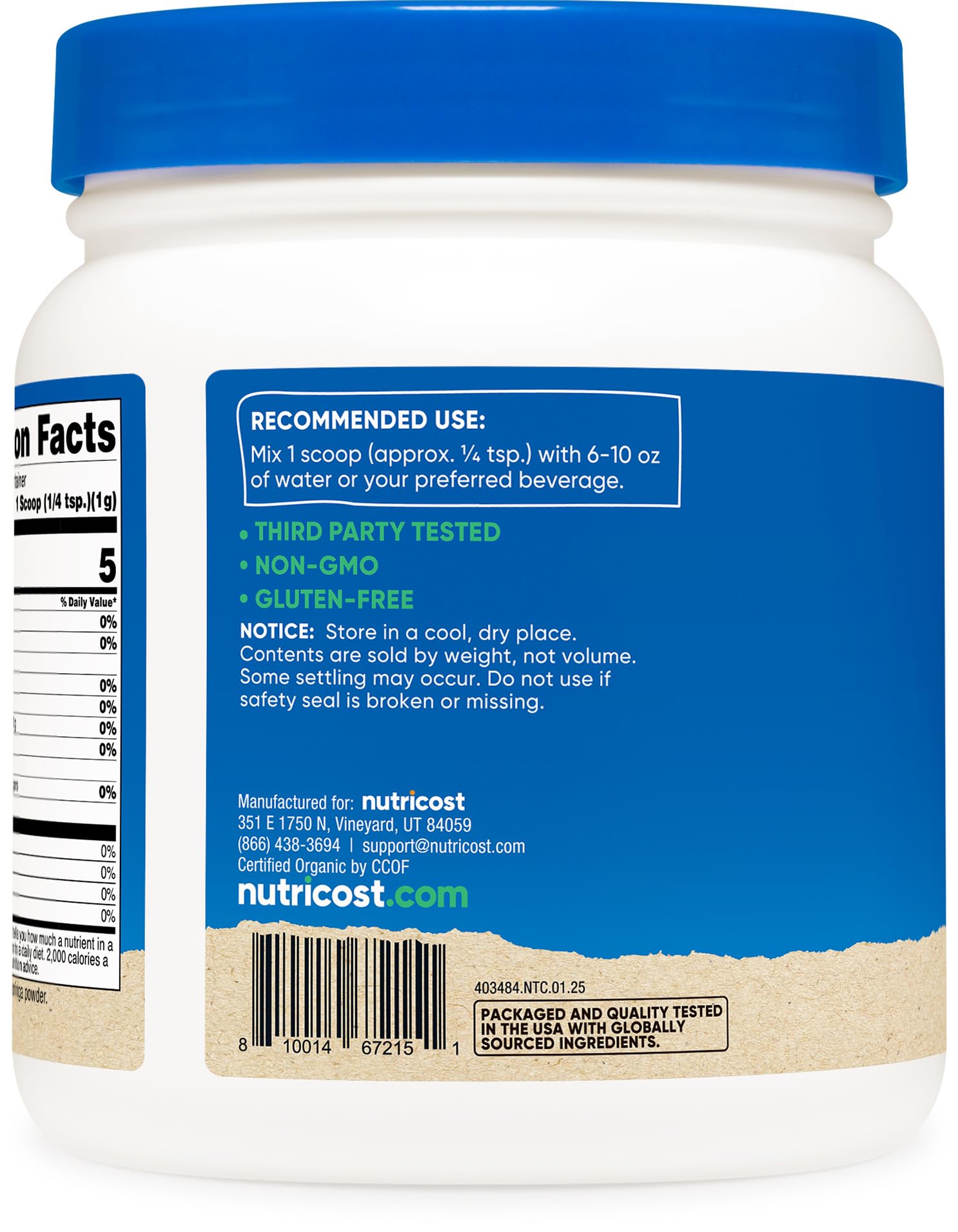 Nutricost Moringa: sans gluten et sans OGM pour tous