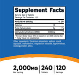 Nutricost MSM tablettes 2000 mg – gros plan sur les comprimés, formulation fiable.