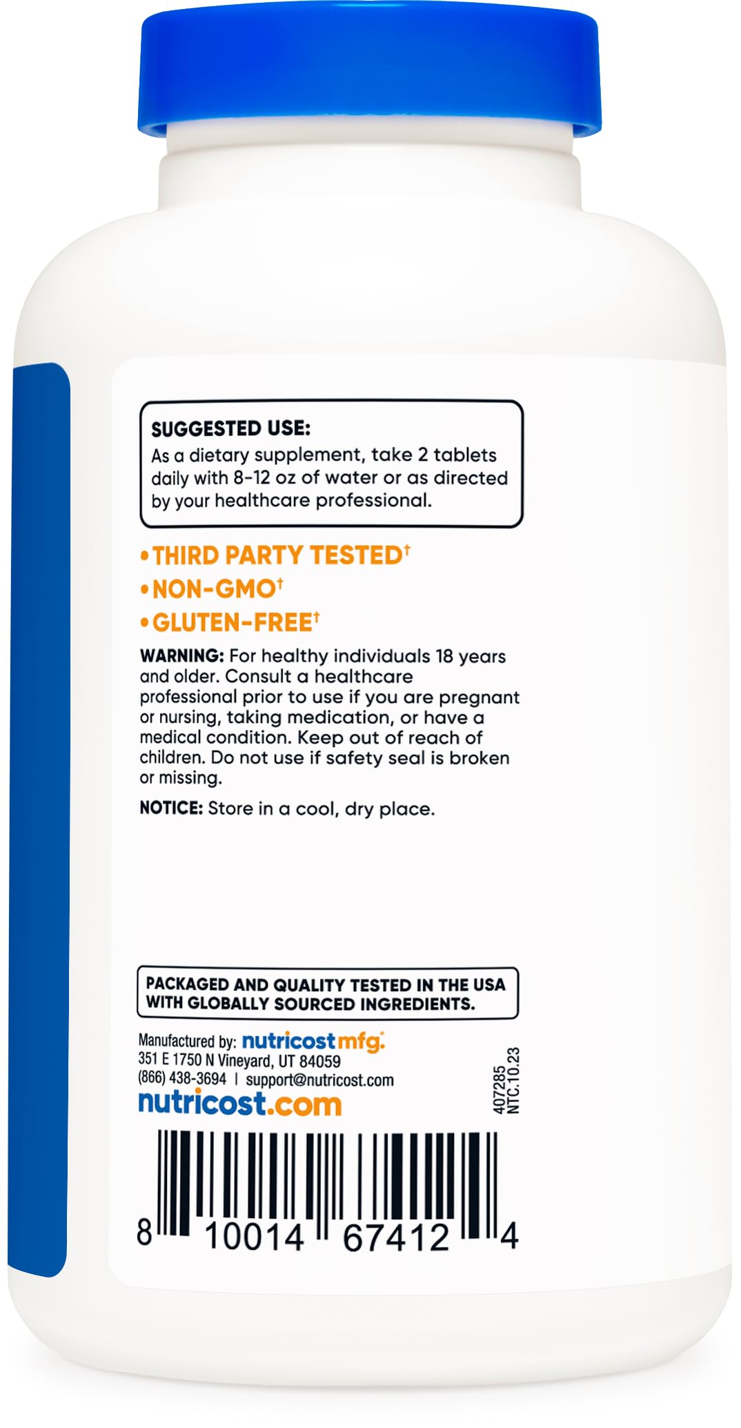 Nutricost MSM – vue de l'installation GMP/FDA, assurance de fabrication conforme.