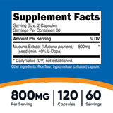 Nutricost Mucuna Pruriens – étiquette-bouteille: détail qualité et ingrédients.