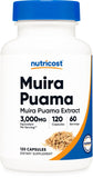 Nutricost Muira Puama: bouteille montrant l’étiquette, facilité d’intégration à la routine vegan.