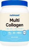 Flacon Nutricost Multi Collagen, flacon non parfumé, idéal pour démarrer votre routine beauté.