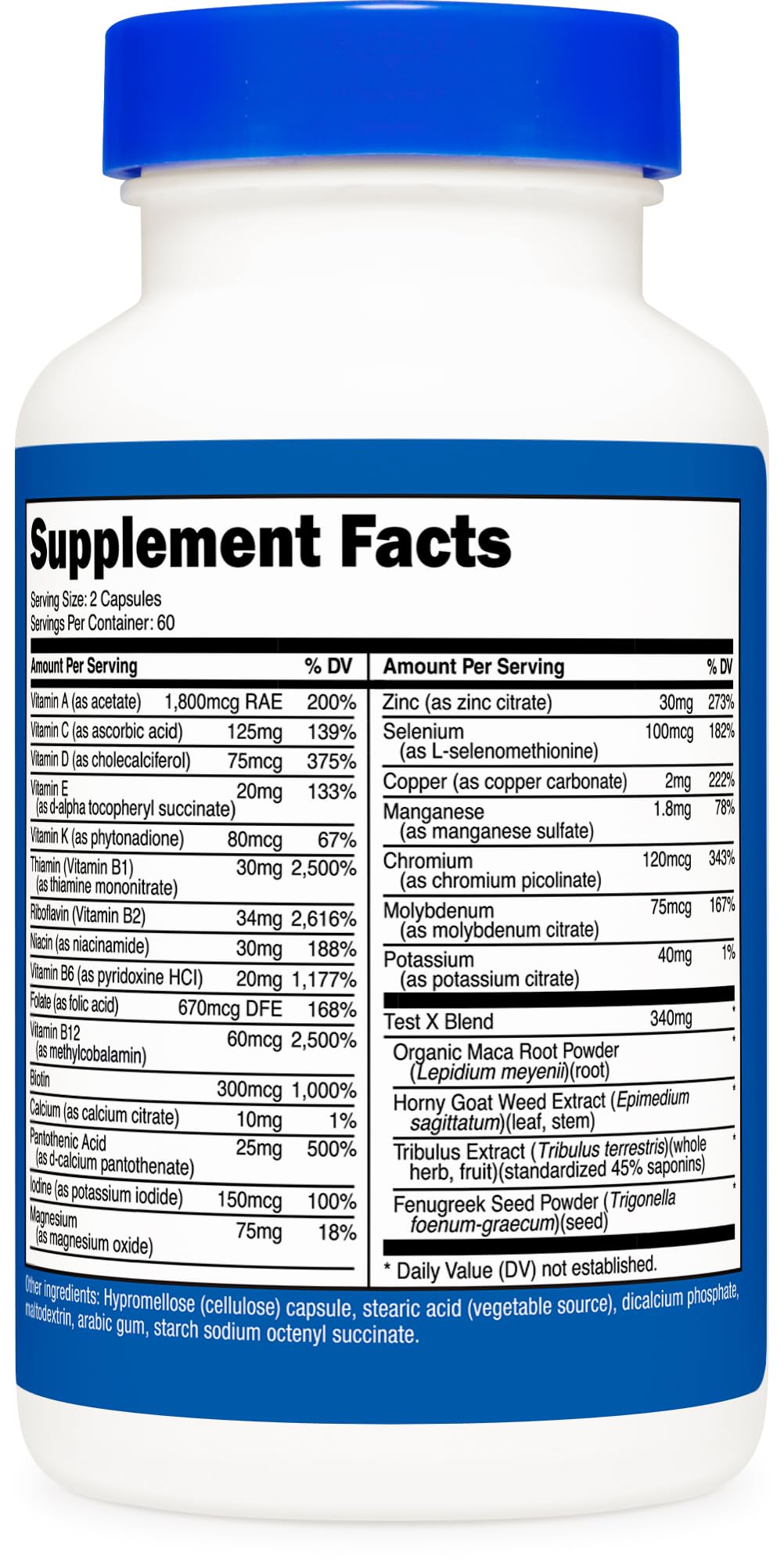 Nutricost Multivitamine pour homme – bouteille ouverte idéale pour pré-remplir la routine