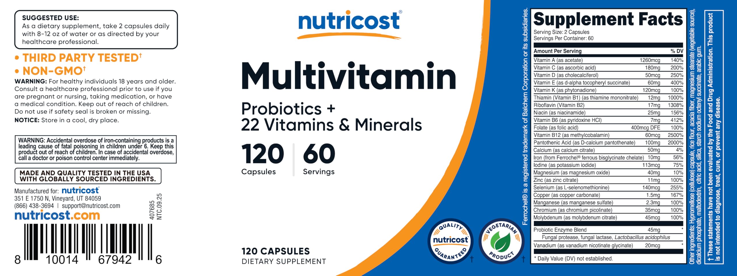 Nutricost – consignes d’utilisation affichées, prise pratique chaque jour.