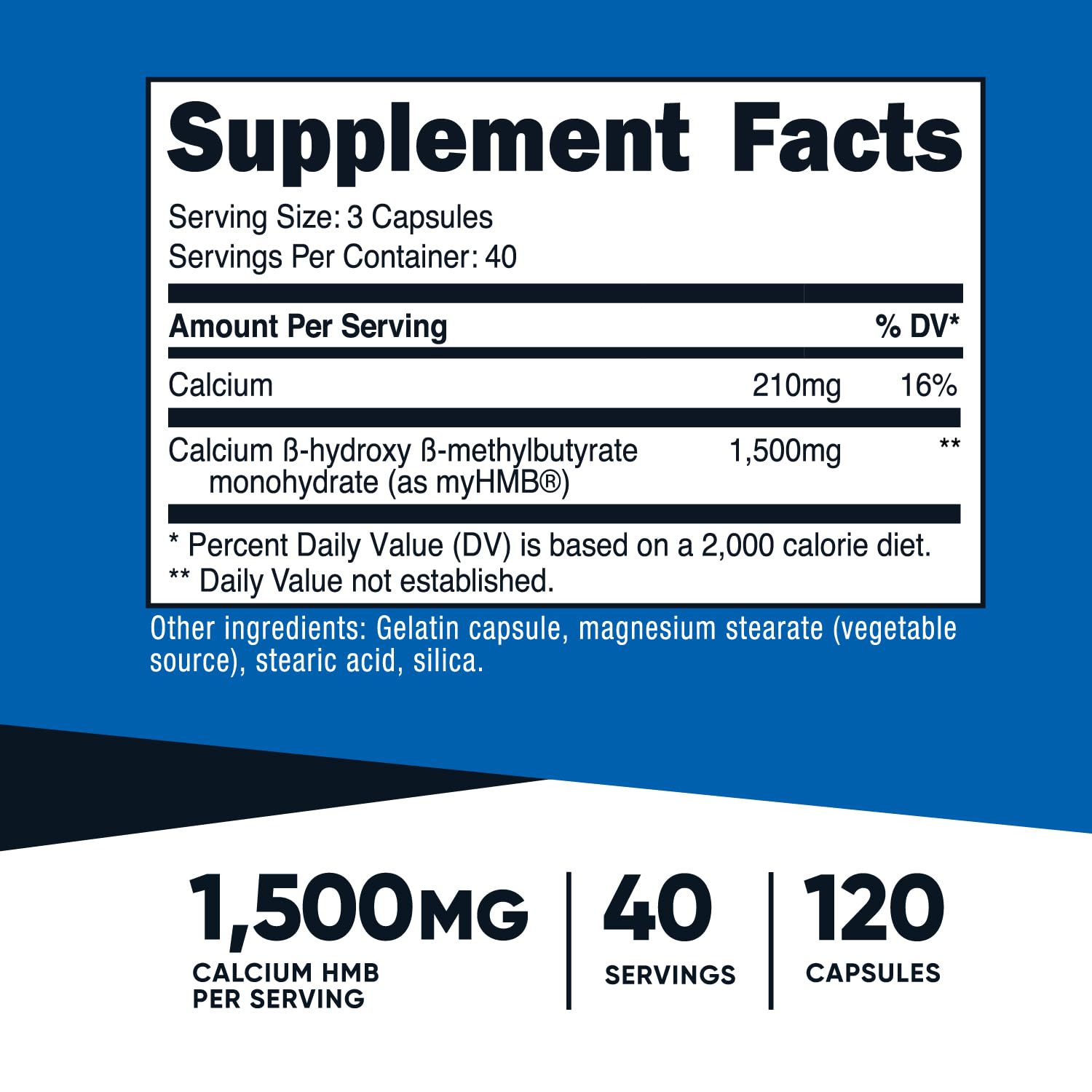 Capsules Nutricost myHMB prêtes pour une prise quotidienne simple.