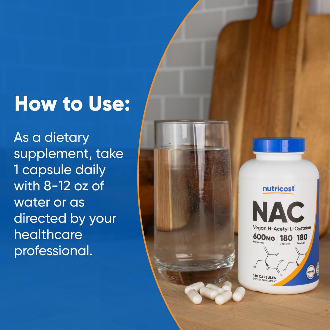 Nutricost NAC 600mg — logo NSF et certifications reflétant la qualité