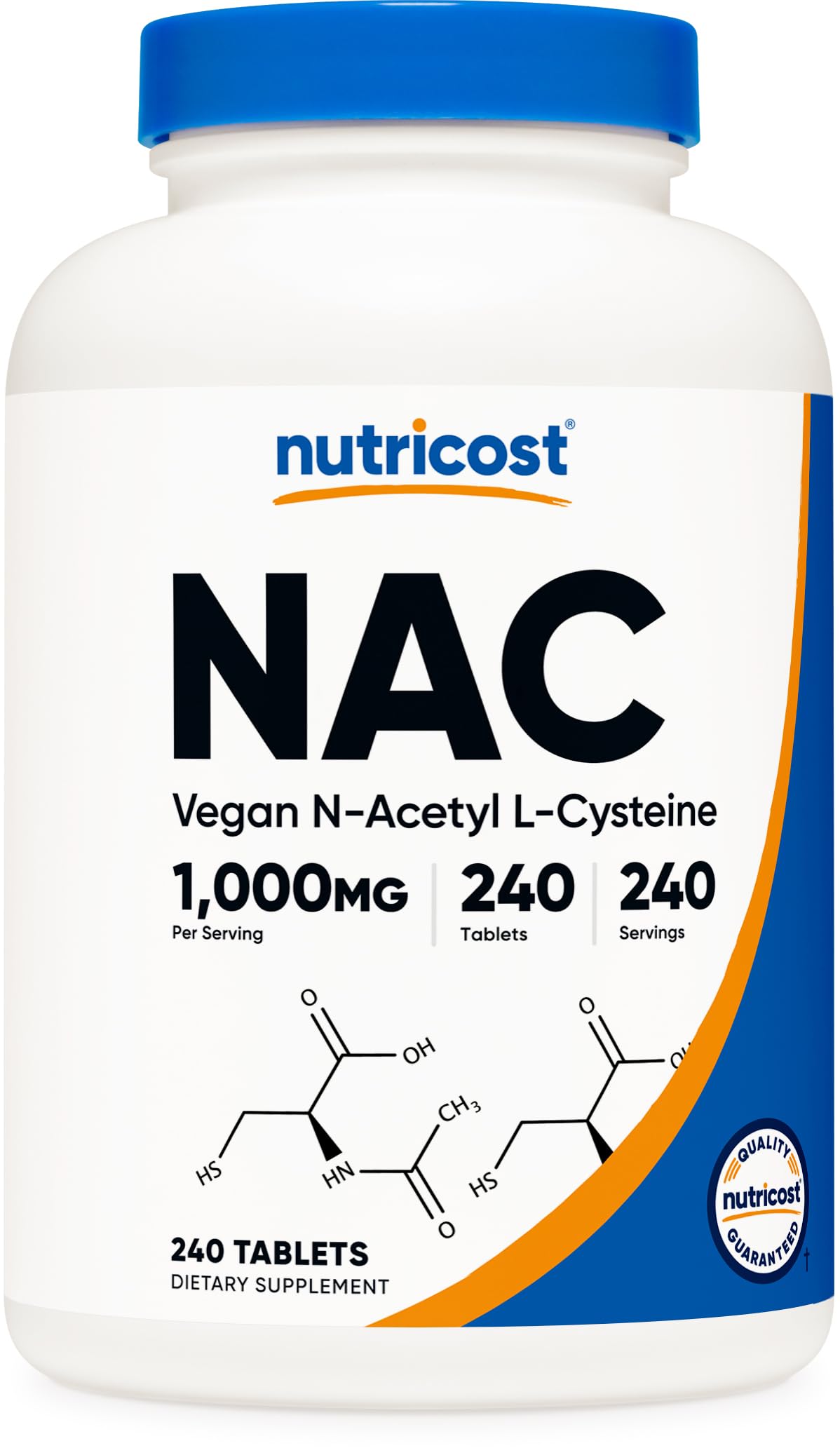 Nutricost N-acétyl-L-cystéine – bouteille présentation claire du complément végane.