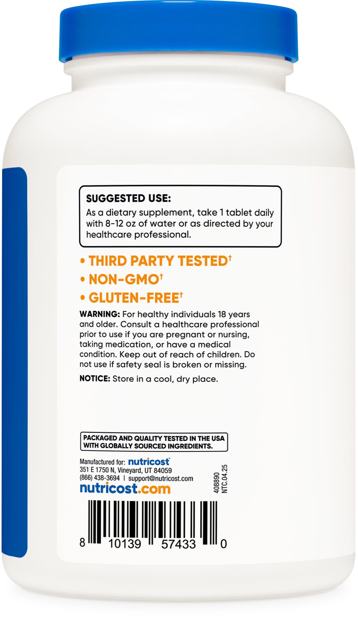 Nutricost N-acétyl-L-cystéine – vérification par un tiers externe.