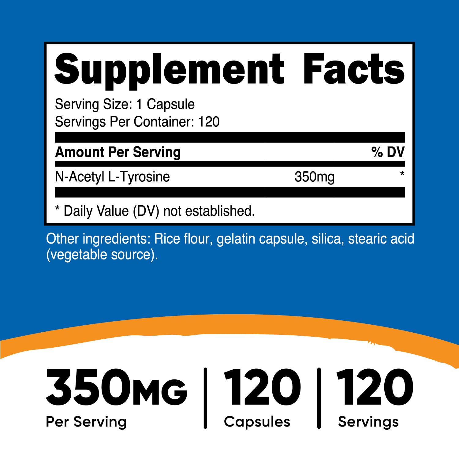 Nutricost N-Acetyl L-Tyrosine 350mg – capsules faciles à avaler, utilisation simple au quotidien.
