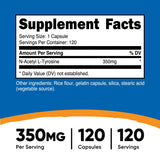 Nutricost N-Acetyl L-Tyrosine 350mg – capsules faciles à avaler, utilisation simple au quotidien.