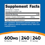 Nutricost NAC 600 mg – Capsules véganes faciles à avaler