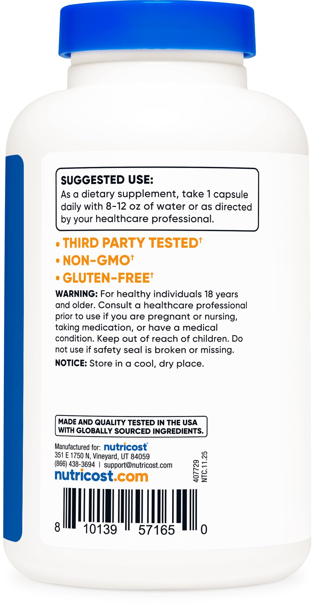 Nutricost NAC 600 mg – Tests tiers ISO pour traçabilité