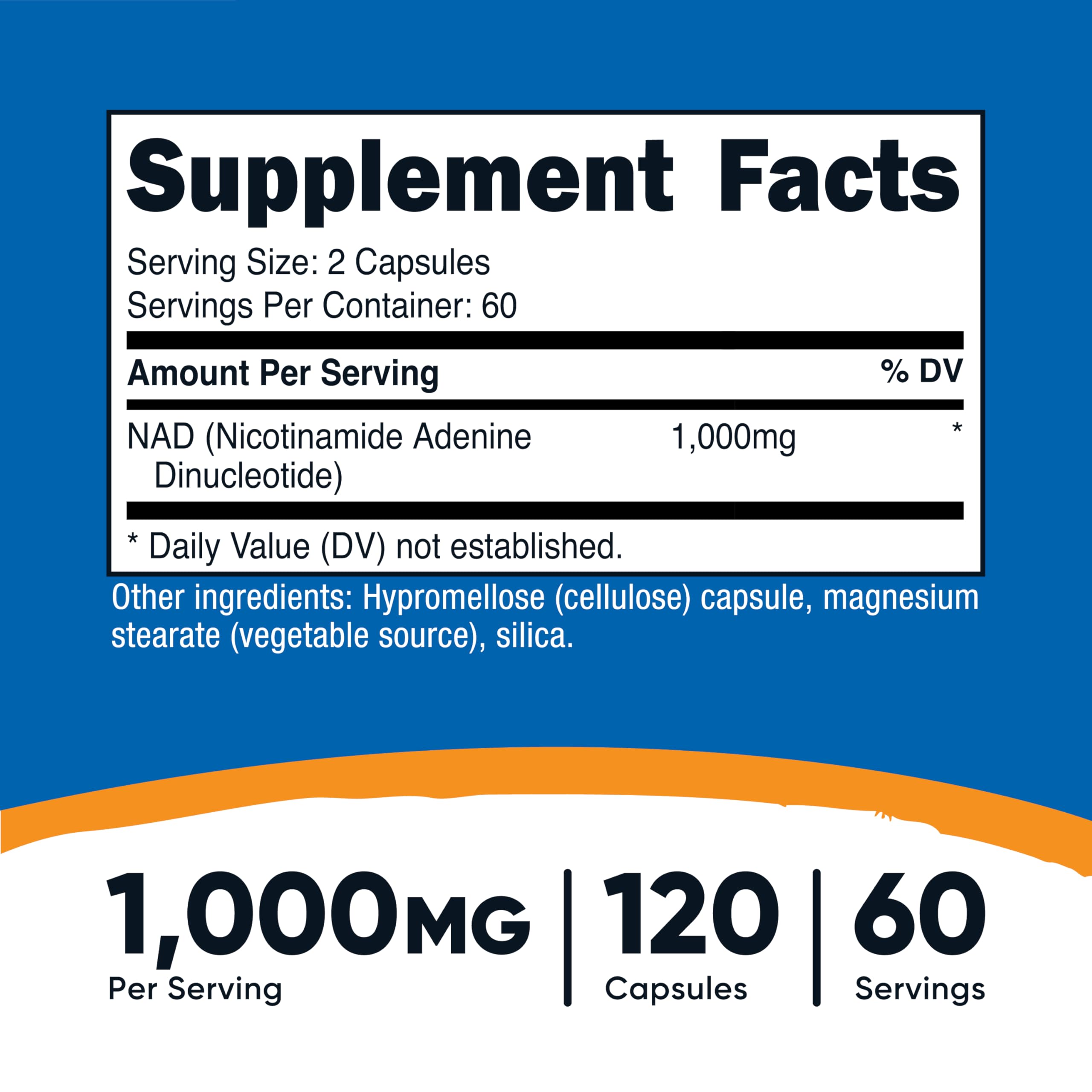 Nutricost NAD+ Capsules 1000mg – dosage quotidien simple et efficace.